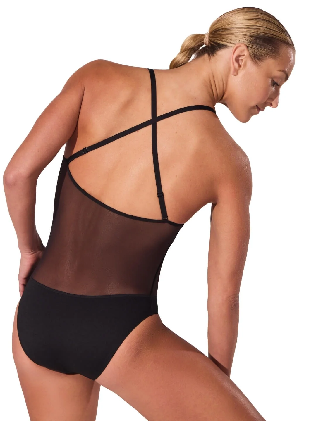 Plunge Neck Mesh Midriff Leotard - Image 25
